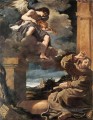 St Francis mit einem Engel Violine spielt Barock Guercino